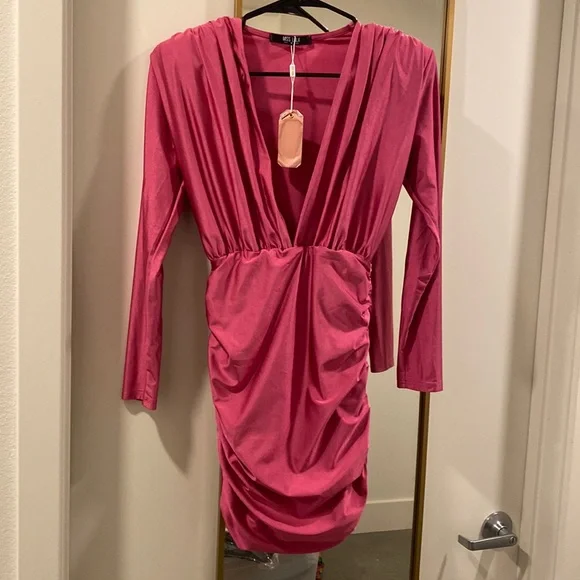 open lace back dress Off the Shoulder Pink Ruched Long Dress  Ohmollydress